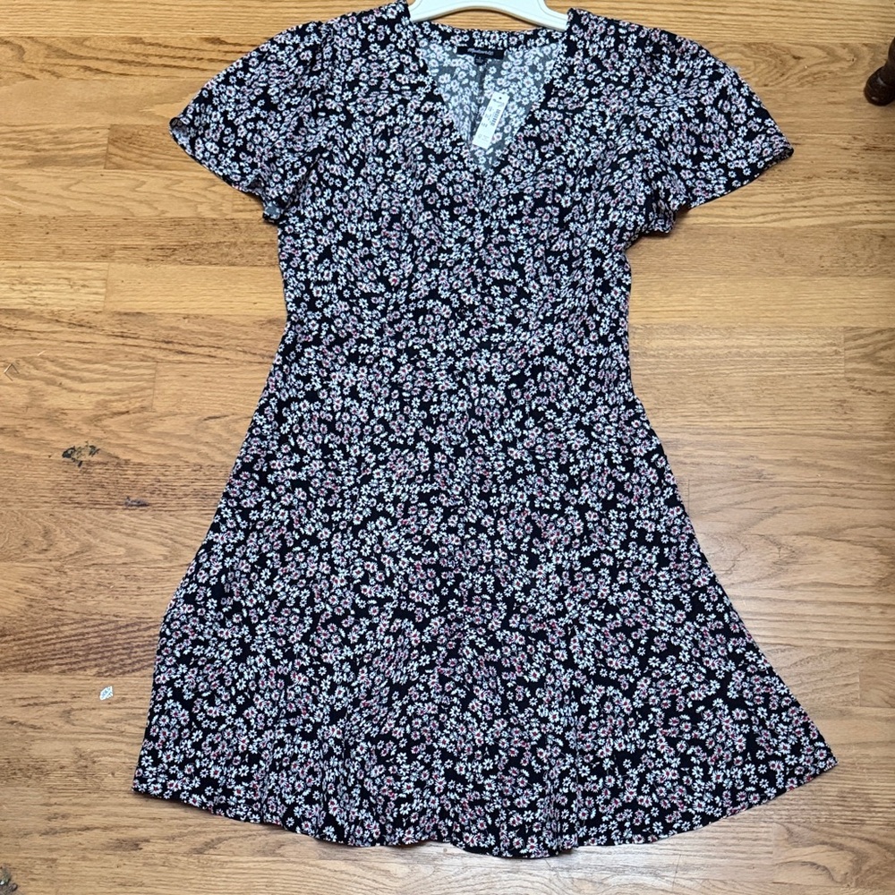 Madewell Black and Red Floral Mini Dress